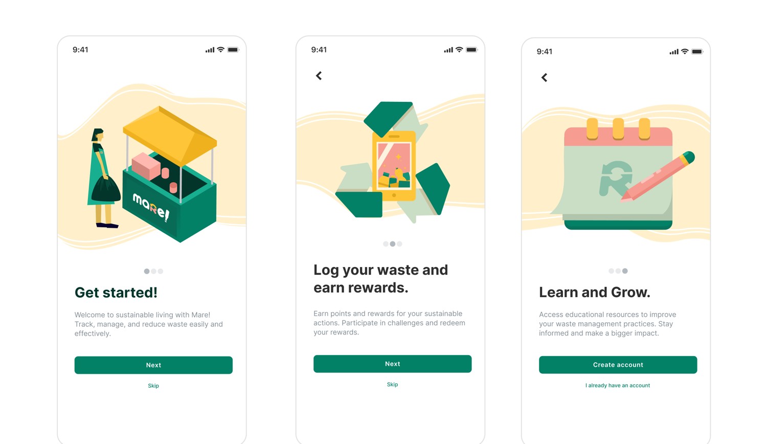 Onboarding screens